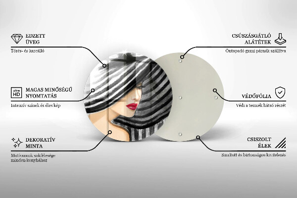 Steklena podloga za rezanje Ženska v klobuku