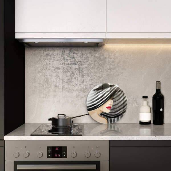 Steklena podloga za rezanje Ženska v klobuku