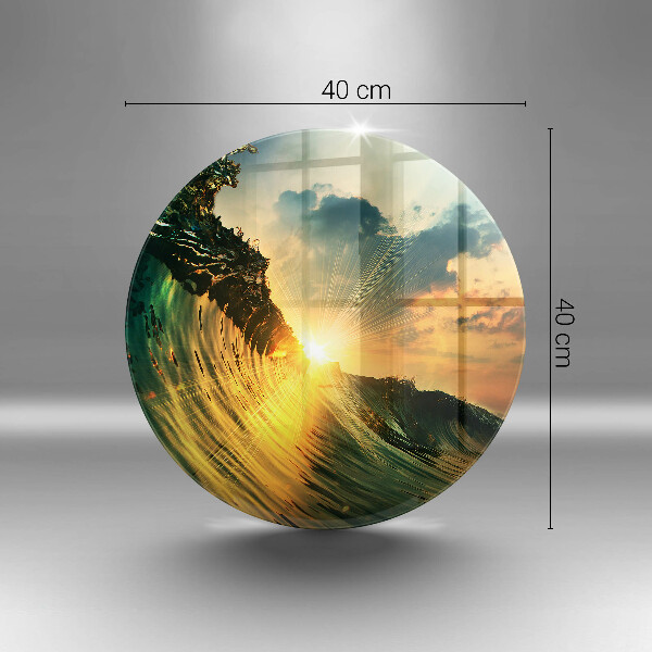 Steklena podloga za rezanje Val in sončni zahod