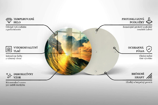 Steklena podloga za rezanje Val in sončni zahod