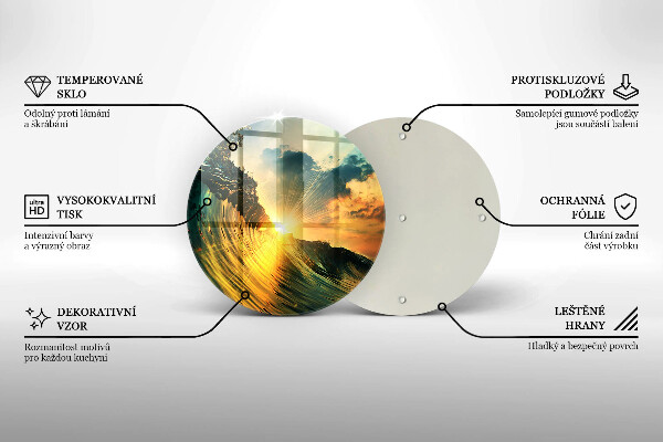 Steklena podloga za rezanje Val in sončni zahod