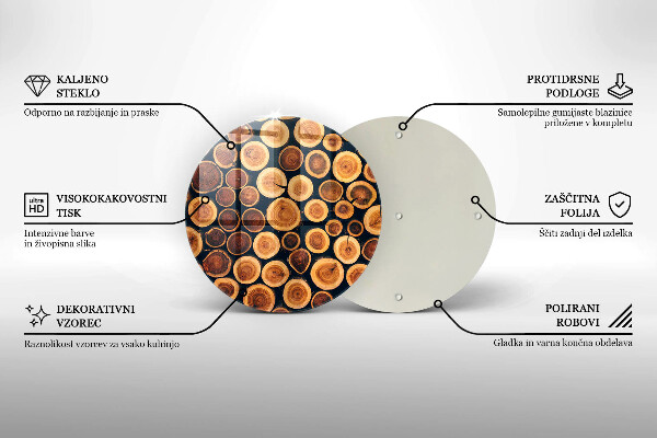 Steklena podloga za rezanje Leseni štori