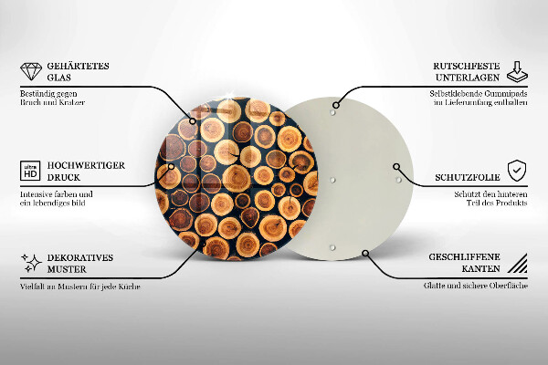 Steklena podloga za rezanje Leseni štori