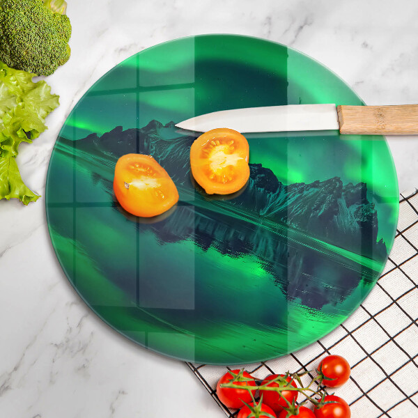 Steklena podloga za rezanje Pokrajina severnega sija