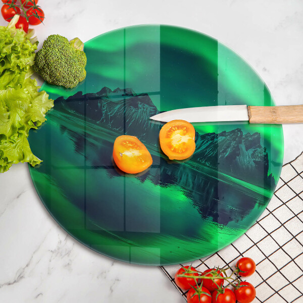 Steklena podloga za rezanje Pokrajina severnega sija