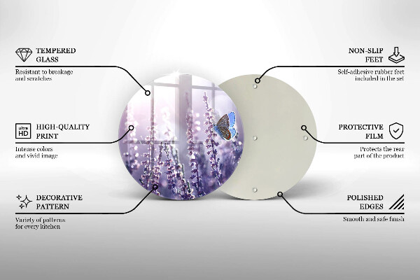 Steklena podloga za rezanje Divje rože in metulj