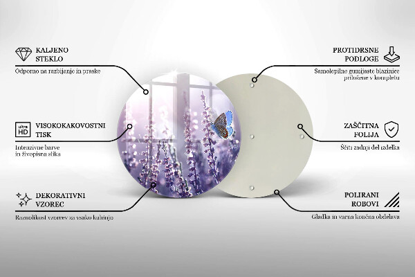 Steklena podloga za rezanje Divje rože in metulj
