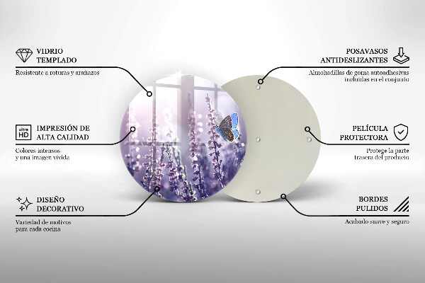 Steklena podloga za rezanje Divje rože in metulj