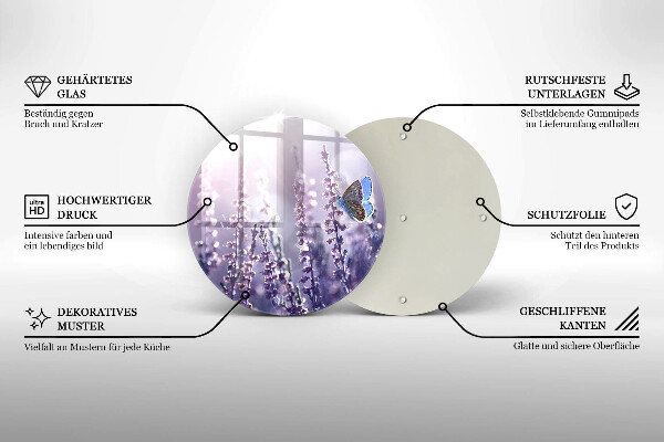 Steklena podloga za rezanje Divje rože in metulj