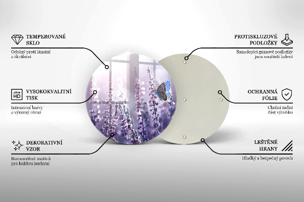 Steklena podloga za rezanje Divje rože in metulj