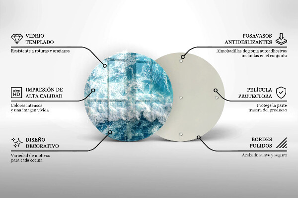 Steklena podloga za rezanje Valovi morske vode