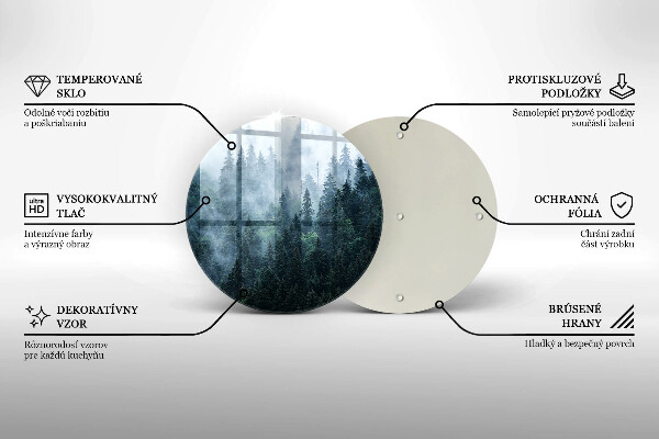 Steklena podloga za rezanje Gozdno drevje in megla