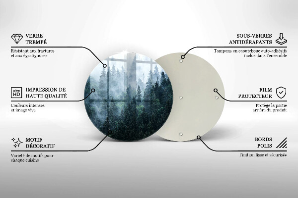 Steklena podloga za rezanje Gozdno drevje in megla
