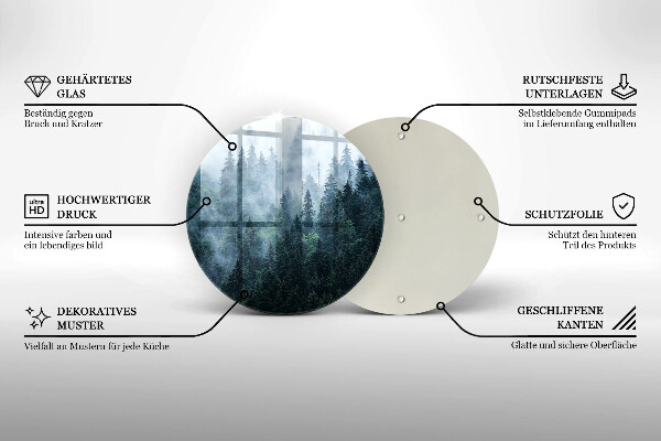 Steklena podloga za rezanje Gozdno drevje in megla