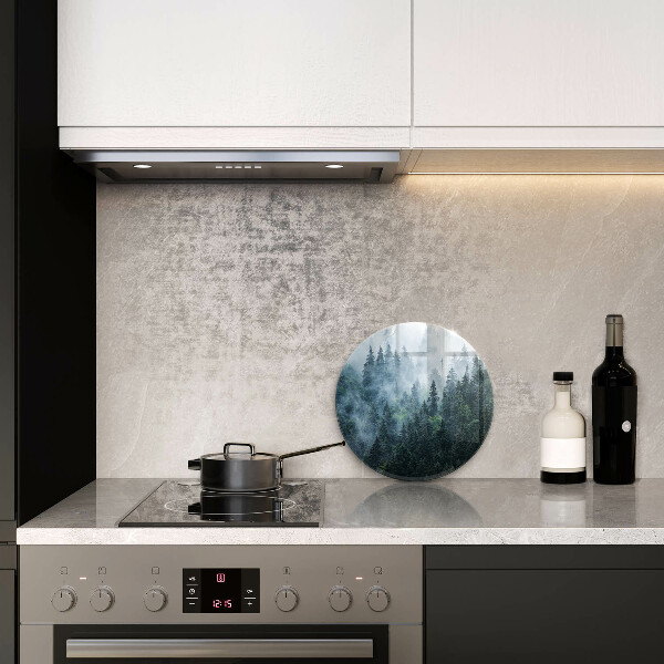 Steklena podloga za rezanje Gozdno drevje in megla