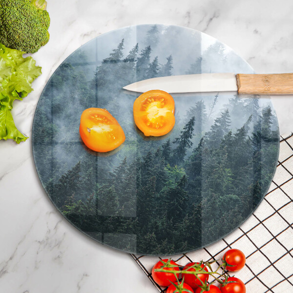 Steklena podloga za rezanje Gozdno drevje in megla