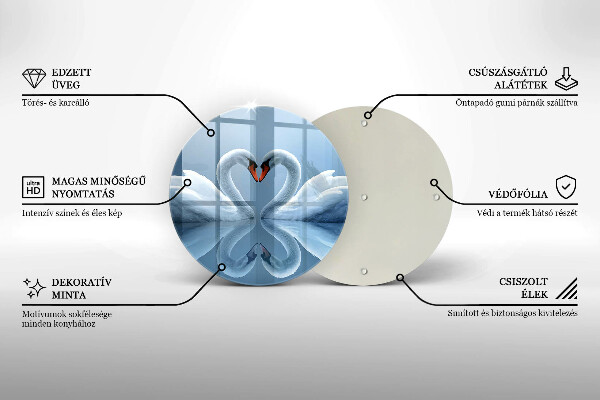 Steklena podloga za rezanje Dva labodja srca