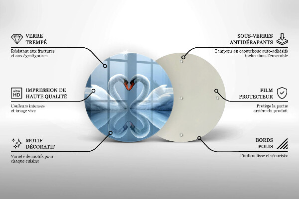 Steklena podloga za rezanje Dva labodja srca