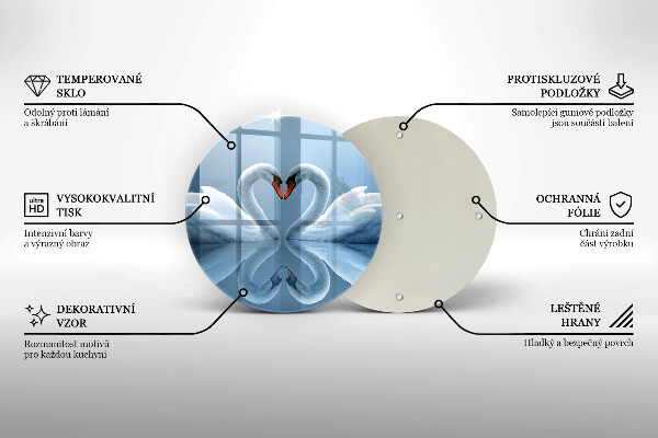 Steklena podloga za rezanje Dva labodja srca