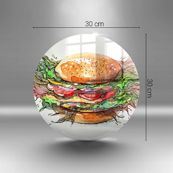 Steklena podloga za rezanje Risba hamburgerja