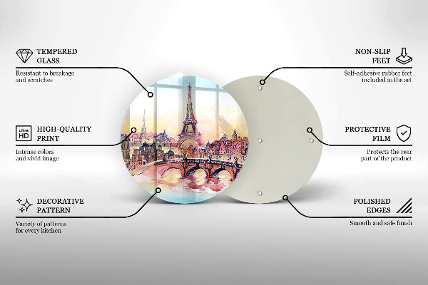 Steklena podloga za rezanje Pokrajina pariškega Eifflovega stolpa