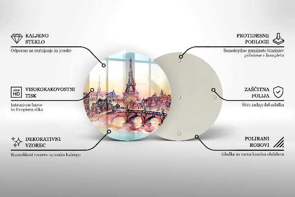 Steklena podloga za rezanje Pokrajina pariškega Eifflovega stolpa