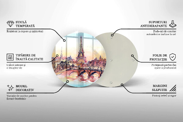 Steklena podloga za rezanje Pokrajina pariškega Eifflovega stolpa