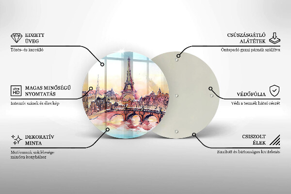 Steklena podloga za rezanje Pokrajina pariškega Eifflovega stolpa