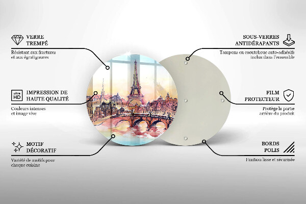 Steklena podloga za rezanje Pokrajina pariškega Eifflovega stolpa