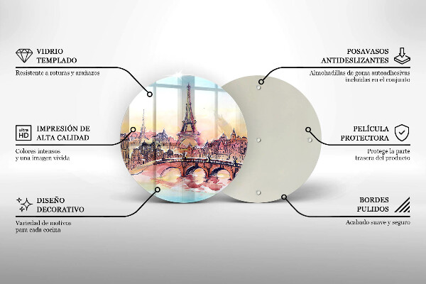 Steklena podloga za rezanje Pokrajina pariškega Eifflovega stolpa