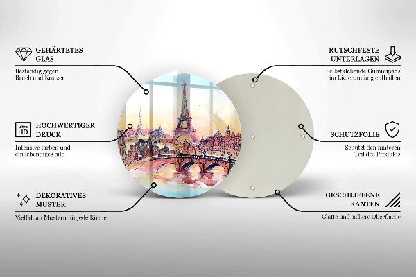 Steklena podloga za rezanje Pokrajina pariškega Eifflovega stolpa