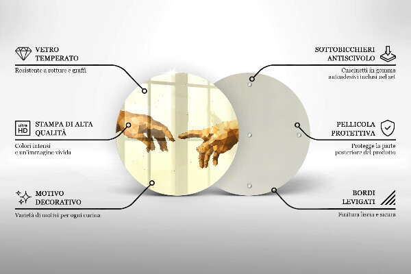 Steklena podloga za rezanje Stvarjenje Adamovih rok