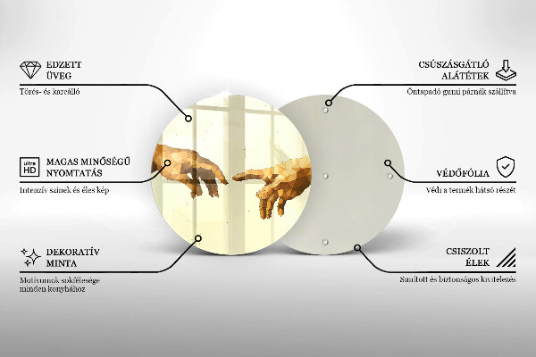 Steklena podloga za rezanje Stvarjenje Adamovih rok