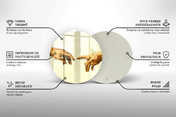 Steklena podloga za rezanje Stvarjenje Adamovih rok