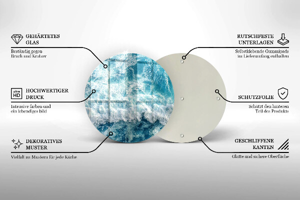 Steklena podloga za rezanje Valovi morske vode