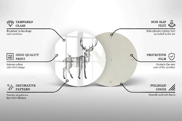 Steklena podloga za rezanje Ilustracija jelena in gozda