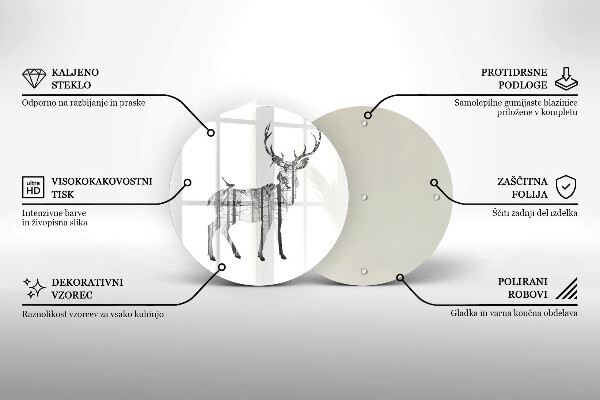 Steklena podloga za rezanje Ilustracija jelena in gozda