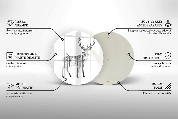 Steklena podloga za rezanje Ilustracija jelena in gozda