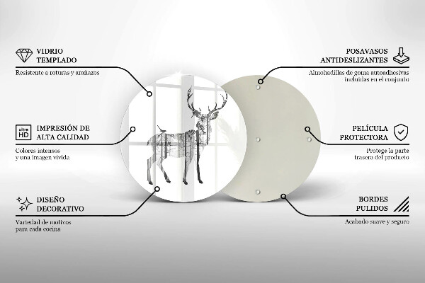 Steklena podloga za rezanje Ilustracija jelena in gozda