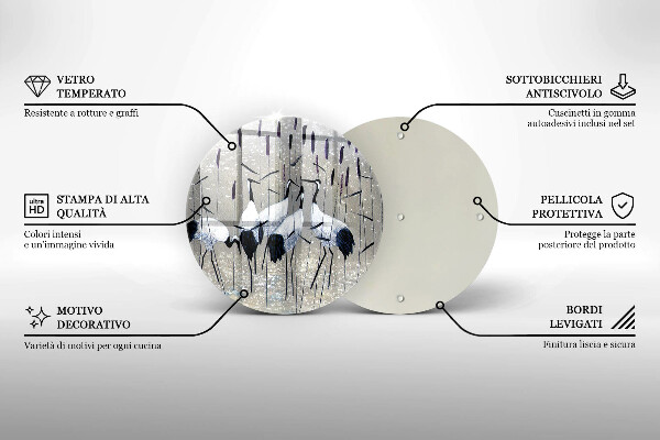 Steklena podloga za rezanje Japonski žerjavi