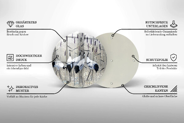 Steklena podloga za rezanje Japonski žerjavi