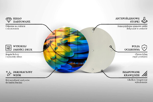 Steklena podloga za rezanje Pisano perje papige