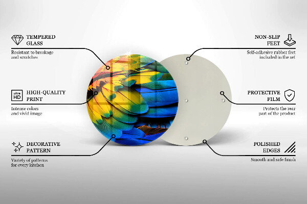 Steklena podloga za rezanje Pisano perje papige
