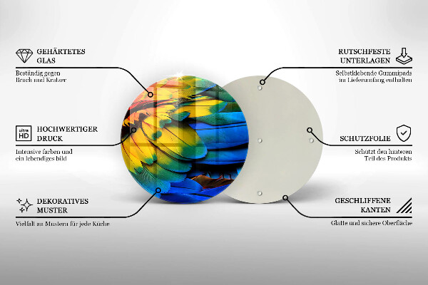 Steklena podloga za rezanje Pisano perje papige
