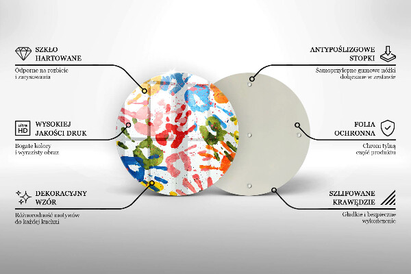 Steklena podloga za rezanje Sledi otroških rok