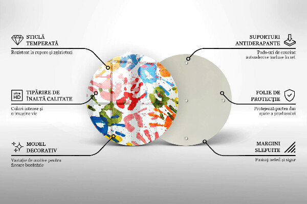 Steklena podloga za rezanje Sledi otroških rok