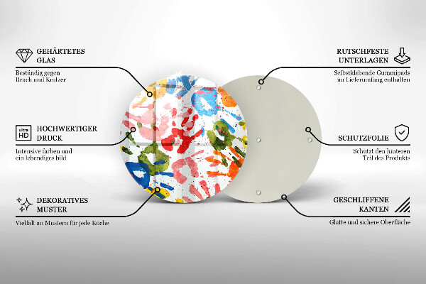 Steklena podloga za rezanje Sledi otroških rok