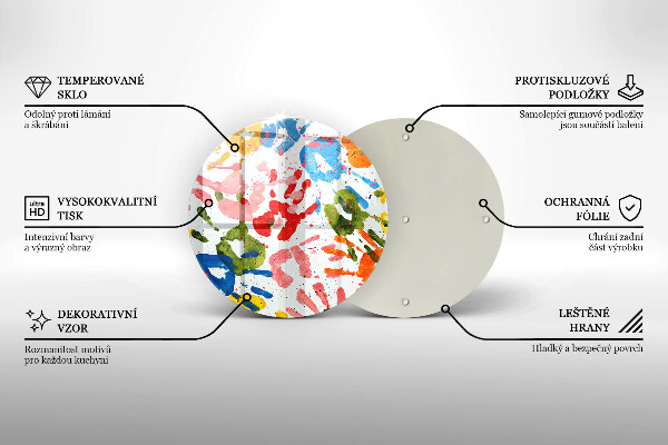 Steklena podloga za rezanje Sledi otroških rok