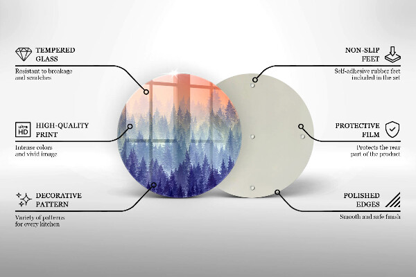 Steklena podloga za rezanje Gozd ob sončnem zahodu