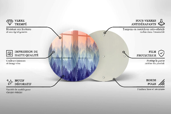 Steklena podloga za rezanje Gozd ob sončnem zahodu